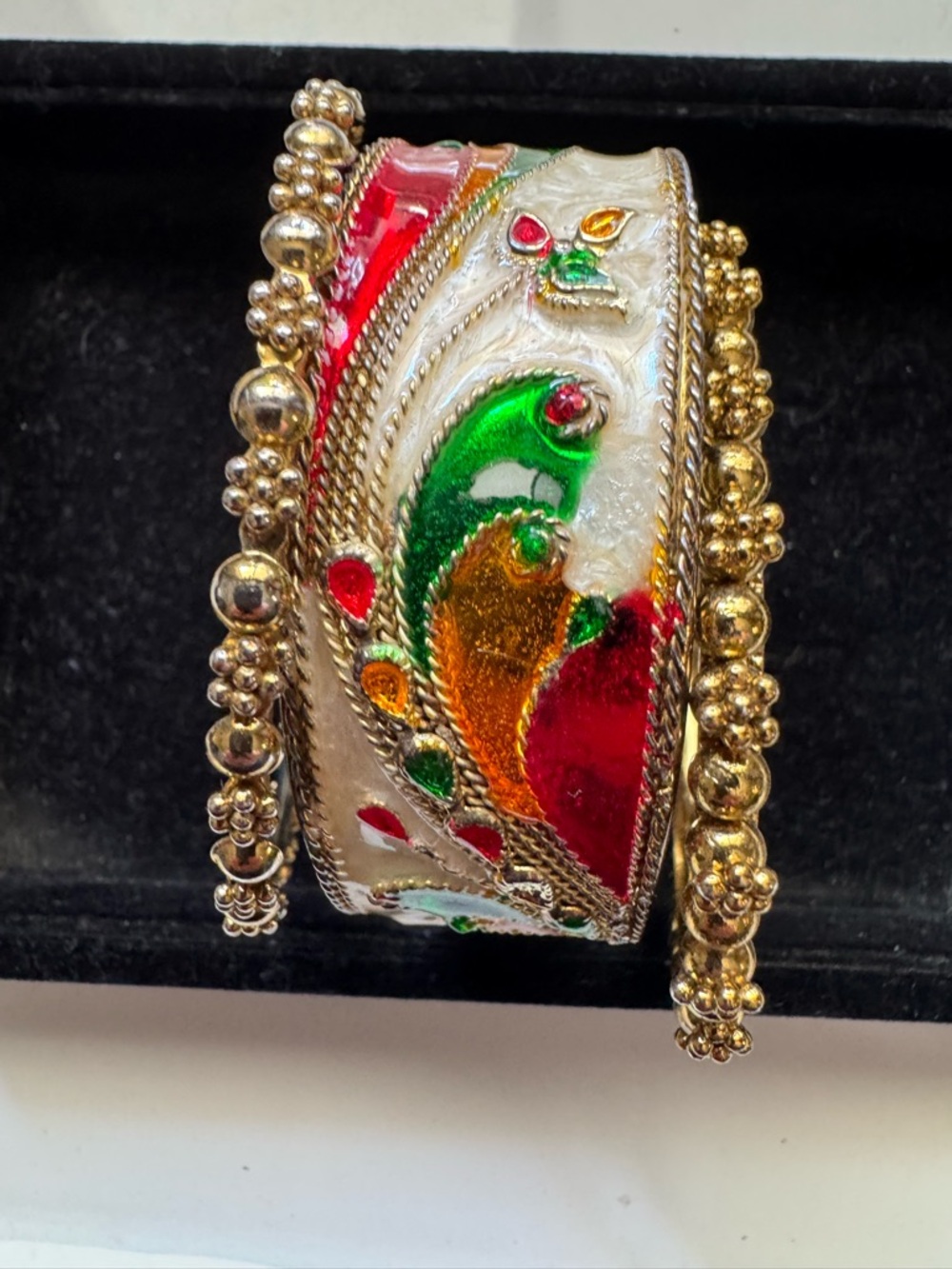 Indian Style Gold Enamel Bangle Bracelet Set